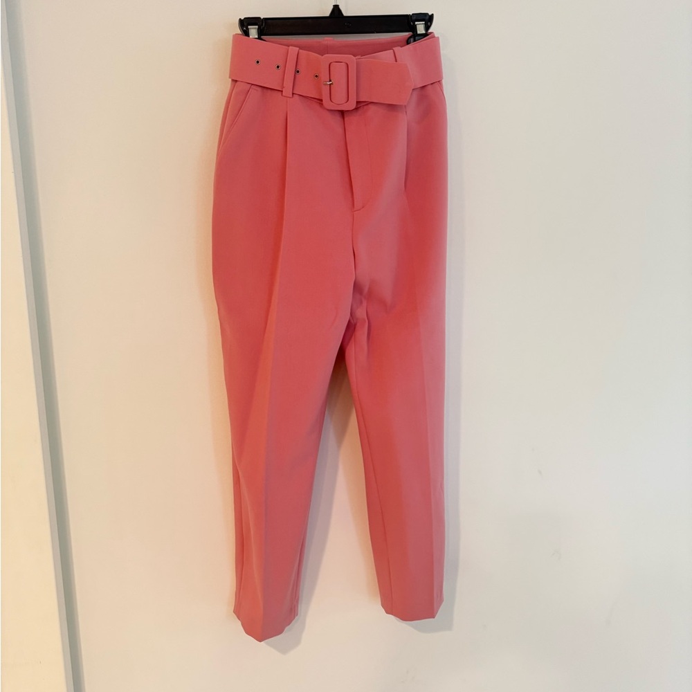 Zara Pink Belted Trouser Pants size S